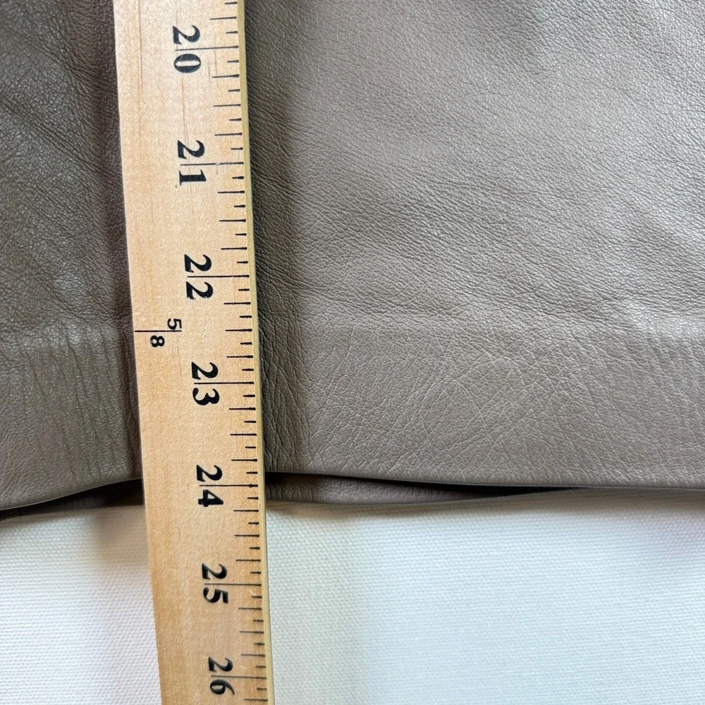 PETITE SOPHISTICATE Taupe Genuine Nappa Leather Pencil Skirt‎ 4